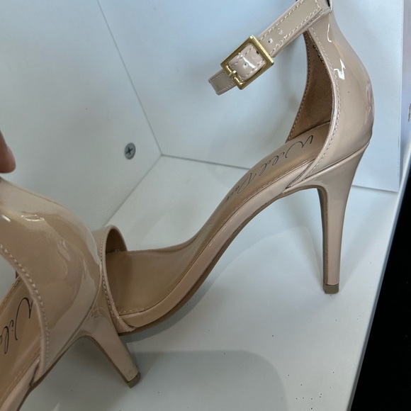 Nude Patent Open Toe Strappy Barely There Stiletto Heels size 9 women’s - Picture 3 of 5